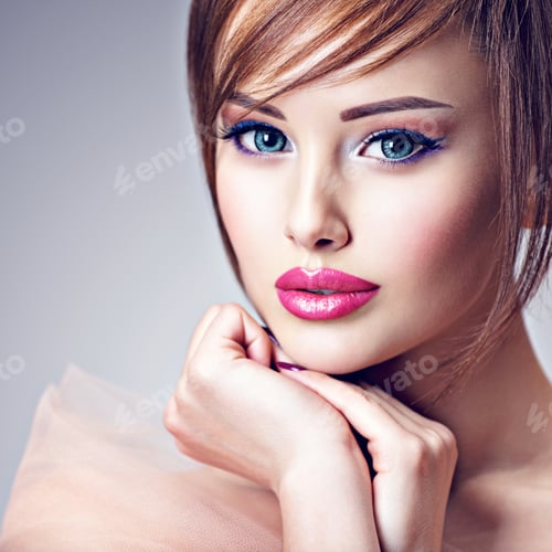 Preview: Woman's Portrait with Colorful Makeup and Elegant Look