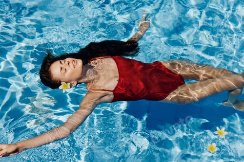 Preview: Woman female body bikini water vacation pool holiday swim person beauty summer young blue