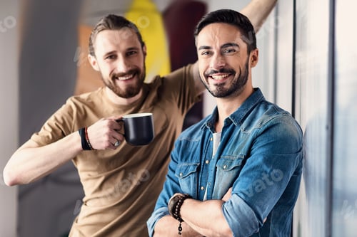 Preview: Happy Smiling Men Having Rest