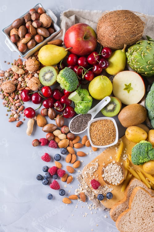 Preview: Selection of healthy rich fiber sources vegan food for cooking