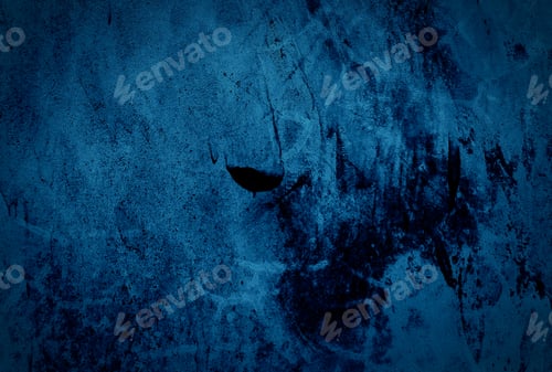 Preview: Vintage grunge blue concrete texture studio wall background with vignette.
