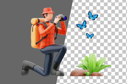 Preview: Character Taking Photos of Nature 3D Illustration