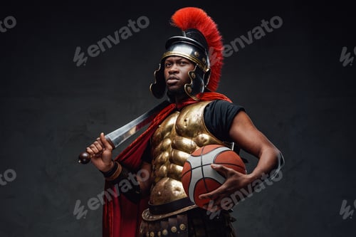 Preview: African legionary holding short sword and basketball