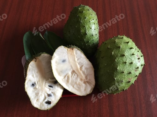 Soursop Fruit on Wooden Surface