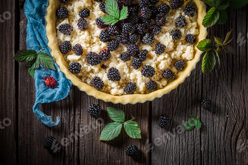Preview: Sweet and tasty tart with blackberries made of fresh fruits