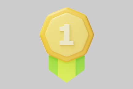 Aperçu: Badge hexagonal avec ruban et chiffre