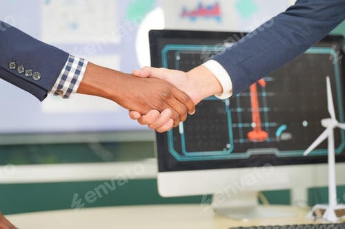 Preview: Business people working on business project in office. hand shaked and unity concept.