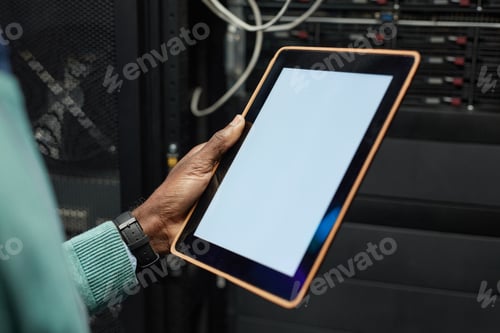 Preview: Network Engineer Inspecting Server Close Up