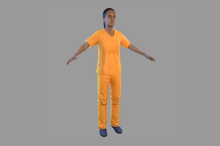 Preview: Female Prisoner Character in Orange Uniform