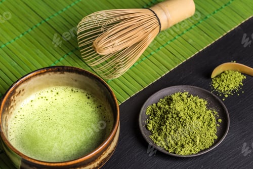 Preview: Still life with Japanese matcha tea