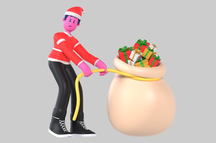 Preview: Cartoon character pulling a sack of presents