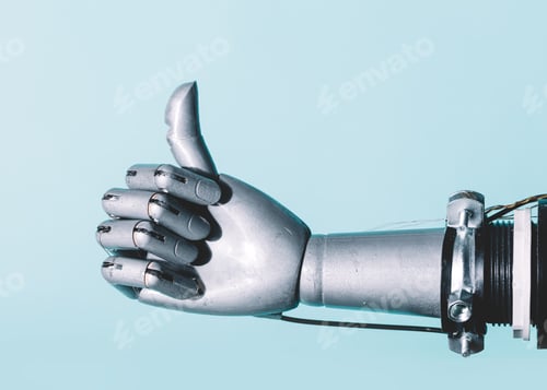 Preview: Robotic hand in retro future style in okay gesture