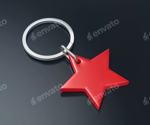 Preview: Keyring with shiny red star