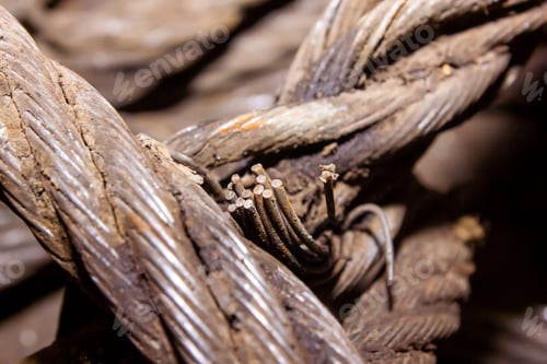 Preview: Closeup of an old rustic rope on a blurry background
