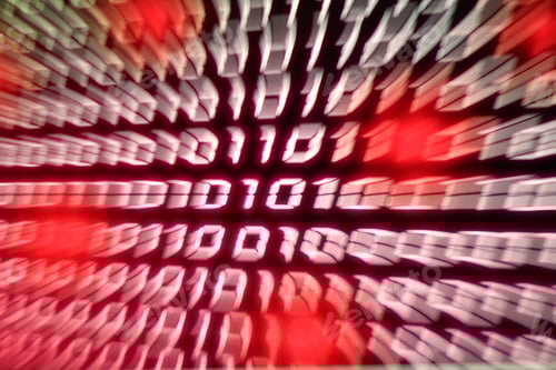 Preview: Binary number stream blurred with zoom effect representing information technology computers network