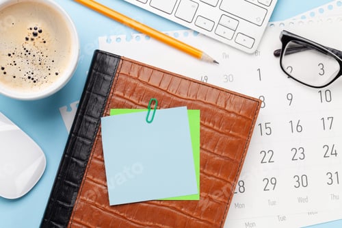 Preview: Business desk workplace and office objects