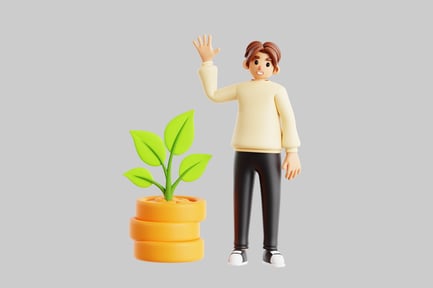 Preview: Cartoon man with money plant