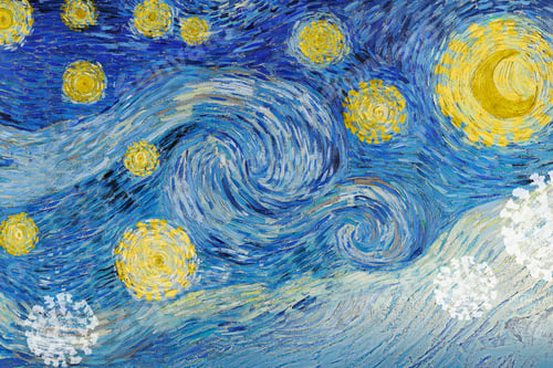 Preview: Artistic Night Sky with Swirling Clouds and Stars