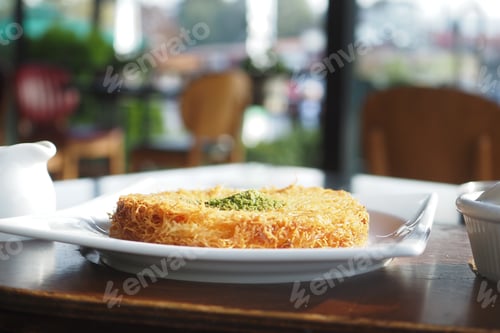 Preview: Turkish dessert kunefe, kunafa, kadayif with pistachio