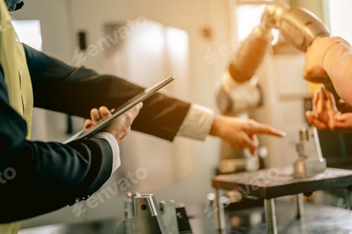 Preview: The male engineer manager inspects the machines in the industrial factory.Engineer and Architect.