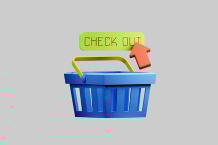 Preview: Blue shopping basket checkout arrow
