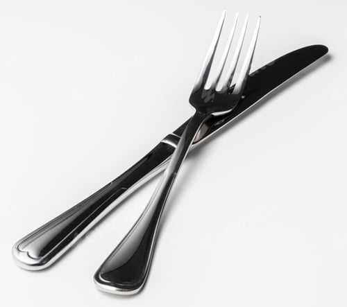 Preview: Fork and knife isolated on white background