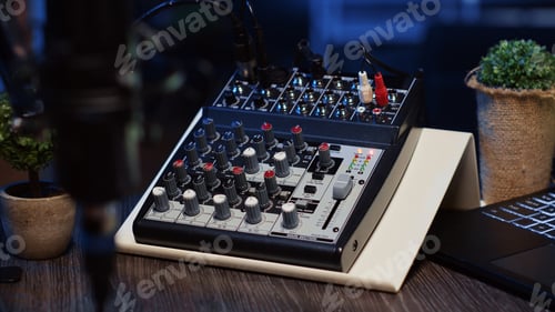 Preview: Professional analog mixer and microphone used to produce high fidelity audio