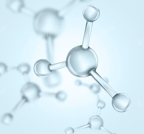 Preview: Collagen molecules on light background. Skincare cosmetic solution, serum or essence