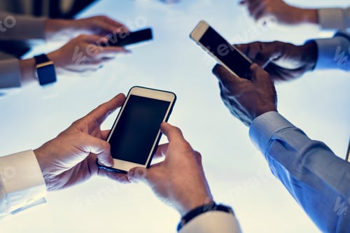 Preview: Group of hands holding using smartphone
