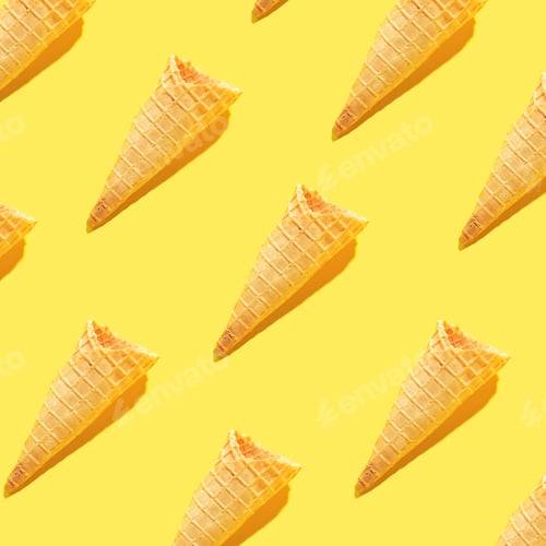 Preview: Ice cream waffle cones in food pattern