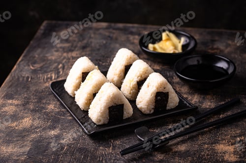 Preview: Onigiri, traditional japanese dish with rice