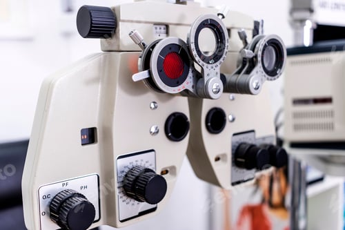 Preview: Optician and optometrist. Phoropter. Visual measurement.