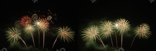 Preview: Fireworks festival display at night. Variety of fireworks in celebration. Happy New Year.