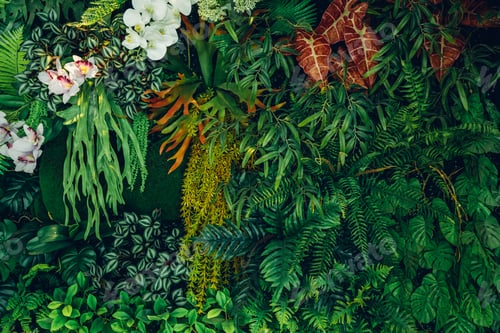 Preview: Close-up background of vibrant green leaves with rich textures, creating a bright and fresh natural