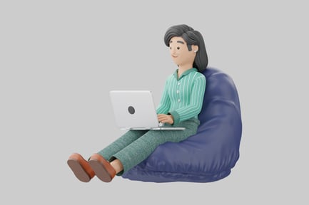 Preview: Woman with laptop on beanbag