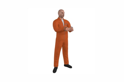 Preview: Figure bald man in orange jumpsuit with "k" logo
