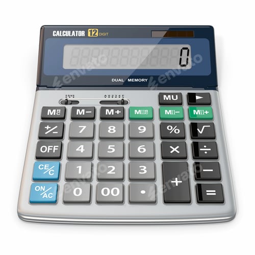 Preview: Calculator on white isolated background