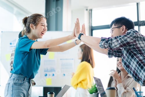 Preview: Excited entrepreneurs are successful and business people achieve goals.