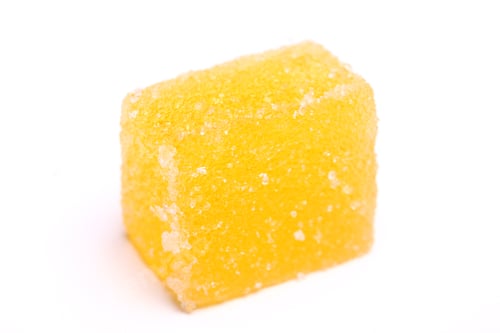 Preview: Sweet Yellow Gummy Cube on White Background