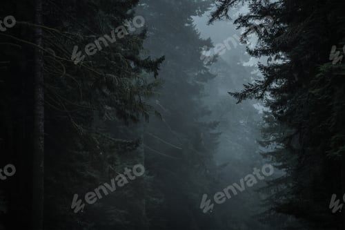 Preview: Dark Dramatic Redwood Woodland Landscape