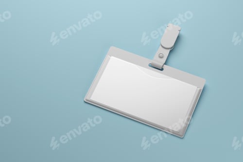Preview: Blank badge ID holder isolated on white background. 3D rendering.
