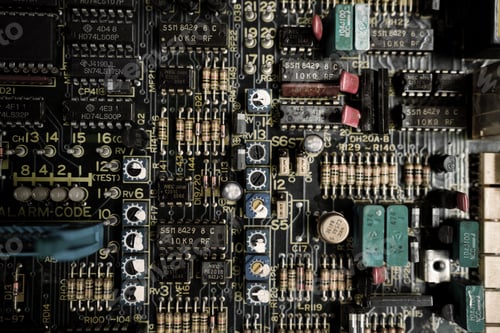 Preview: A close up of a computer board with many small components