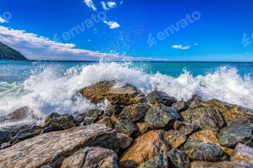 Preview: Waves crash the coast of Levanto, Italy