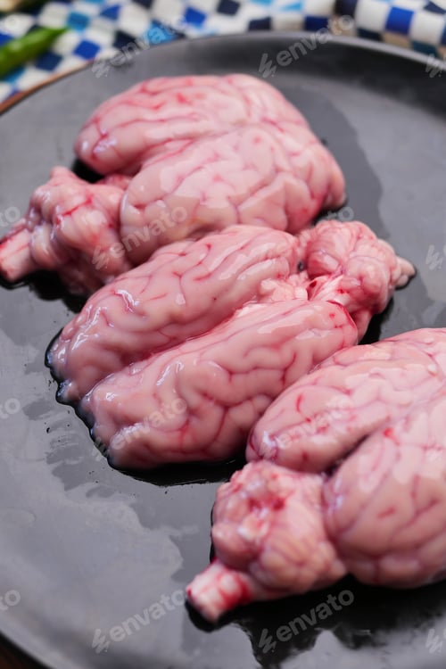 Preview: mutton brain on a chopping board