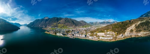 Preview: Panoramic drone view of Brunnen and Ingenbohl, Switzerland