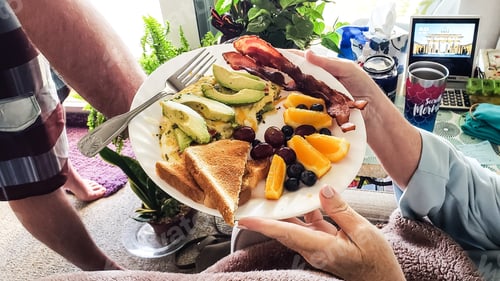 Preview: Serving food as a hearty breakfast to family in home sweet home is special and shows kindness.