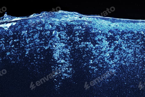 Preview: Water splash in aquarium isolated on black background