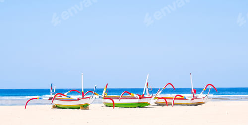 Preview: Brightly Decorated Boats on a Tropical Beach