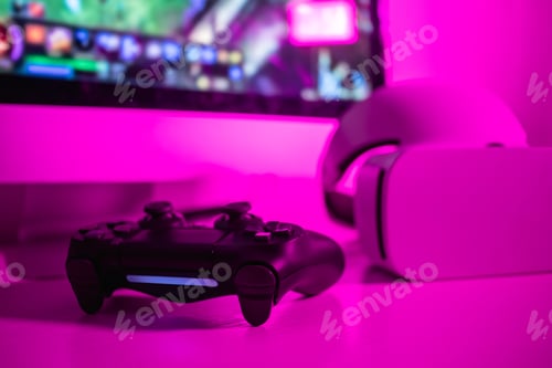 Preview: Controller near VR glasses and monitor