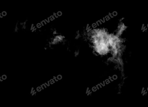 Preview: White Cloud Isolated on Black Background.